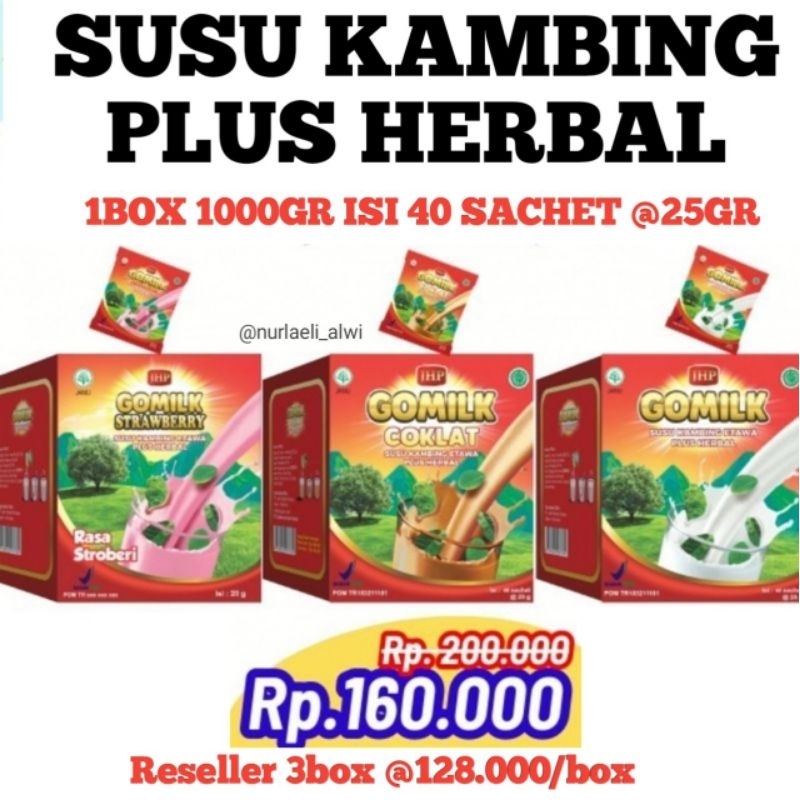 

SUSU KAMBING PLUS HERBAL GOMILK 1 BOX isi 40 SACHET