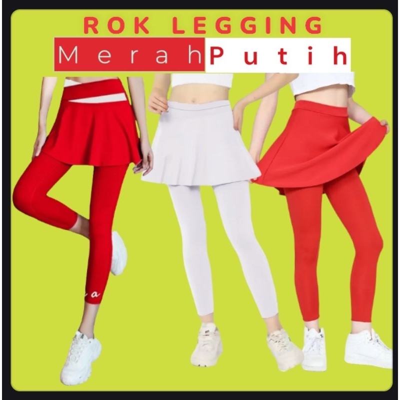 CELANA SPORT LEGGING ROK OLAHRAGA WANITA MERAH PUTIH