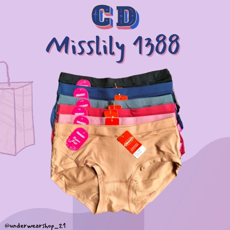 (1 LUSIN) CD WANITA MISSLILY 1388 SUPER SOFT PINGGANG KARET BESAR (JAHIT BELAKANG) SIZE M, L, XL, XX
