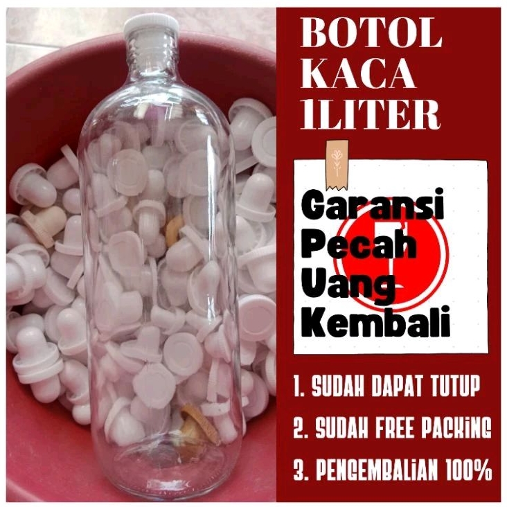 Botol Bensin Kaca 1Liter/Botol Kaca 1Liter