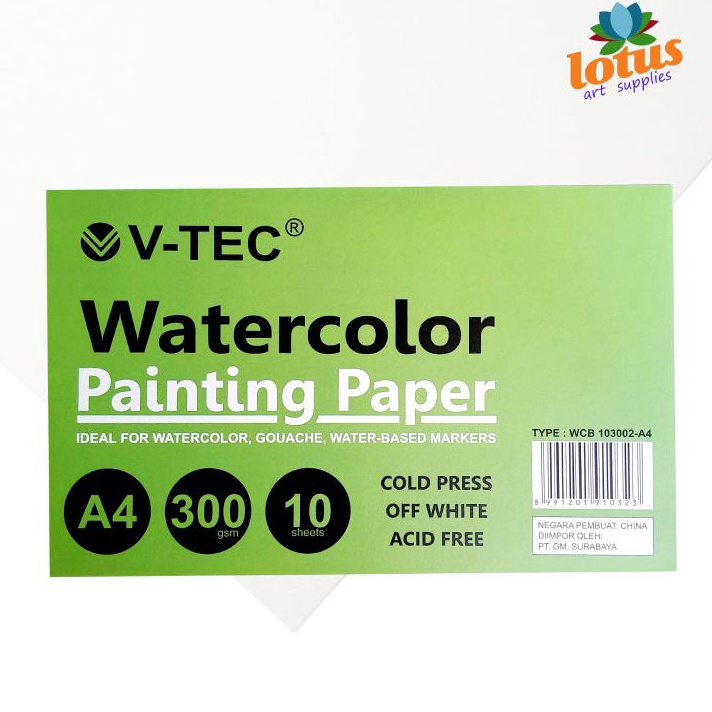 

Mega VTEC Watercolor Paper A4 3gsm 1 Sheets Cold Pressed Painting Paper Kes Gambar