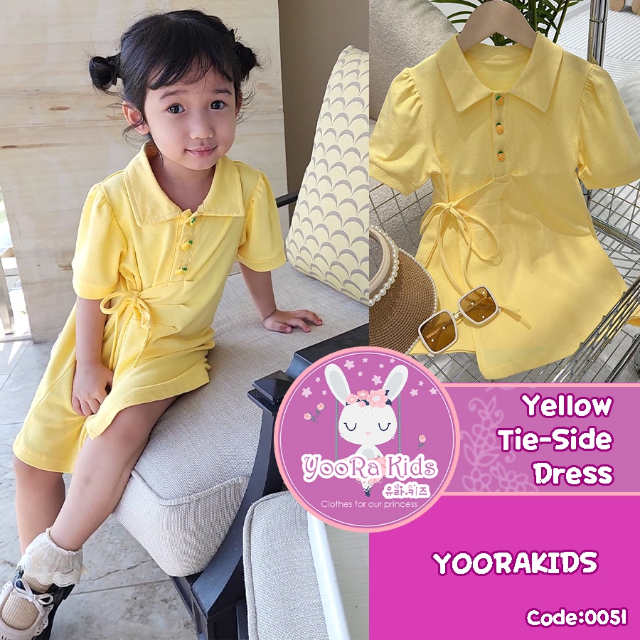 Yoorakids dress baju anak perempuan import rok kuning polo cewek
