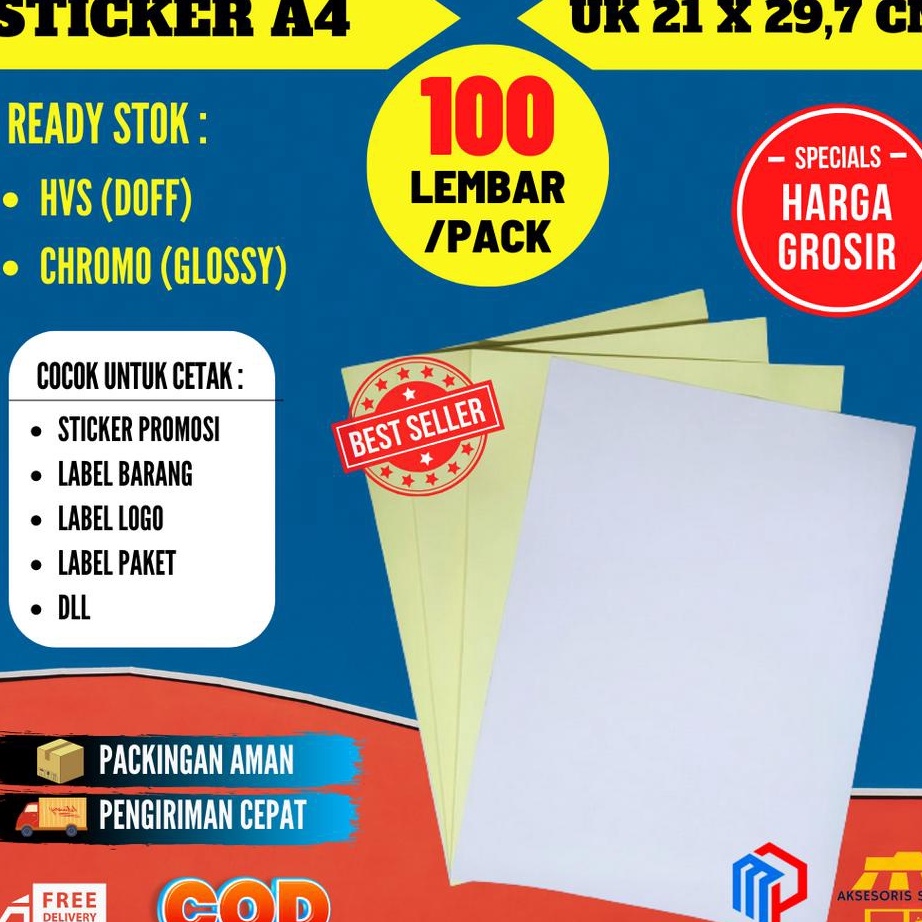 

Extra STIKER LABEL A4 ISI 1 LEMBAR KES STICKER A4