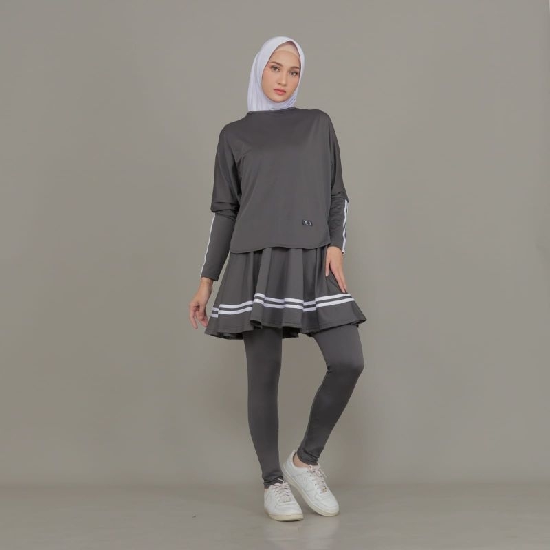 baju setelan olahraga wanita 1 set celana baju rok