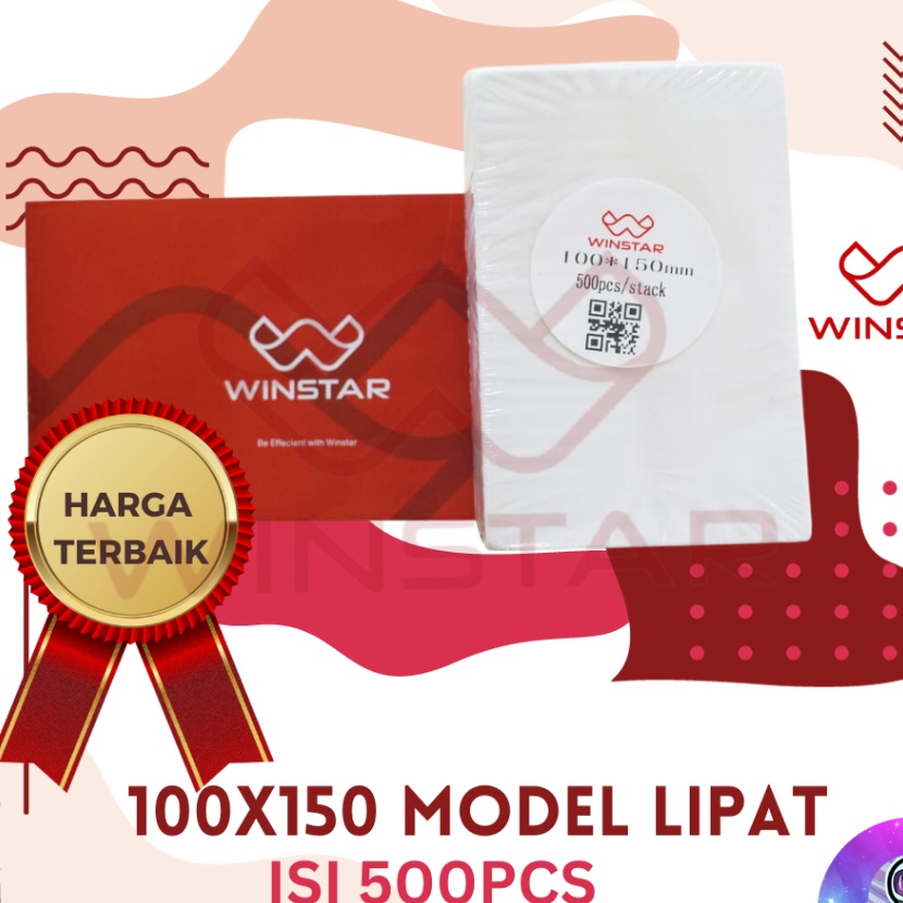 

HJ6 THERMAL LABEL STIKER 1x15 isi pcs BARCODE MODEL LIPAT UKURAN A6