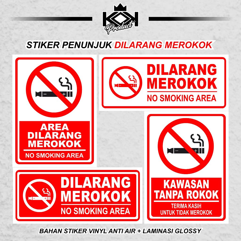 

Stiker Tulisan Dilarang Merokok / No Smoking Area Bahan Vinyl Anti air