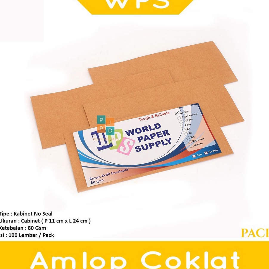 

FG2 WPS Amplop Coklat Kabinet 11 x 24 cm No Seal Pack
