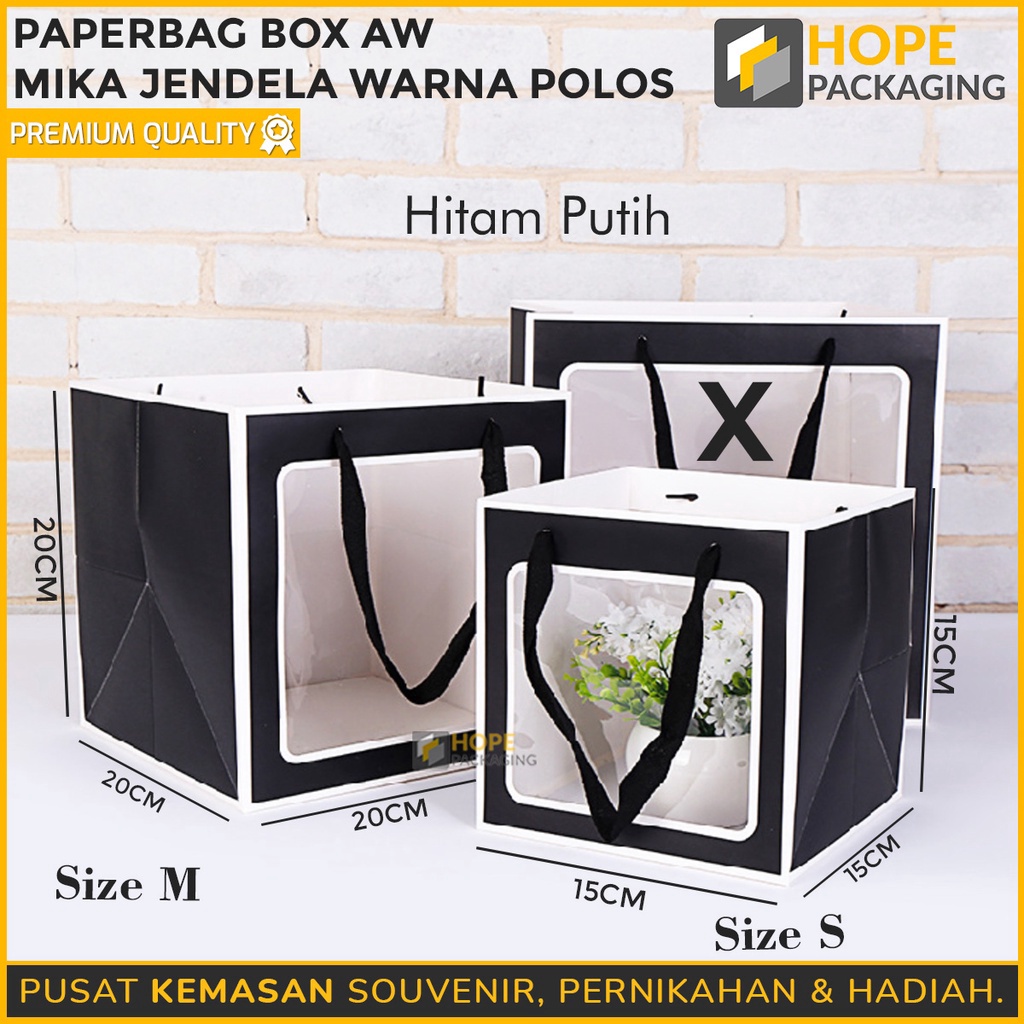 

NEW PROMO Paper Bag Box Aw Mika Jendela Size 15x15x15 cm Paper Bag Flower Bucket Mini Goodie Bag Hampers Tas Kado Flower Bag Tas hampers