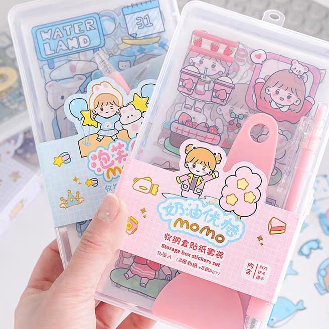 

KI3 LC Stiker Momo Scrapbook Sticker Korea Set Motif Kartun Lucu