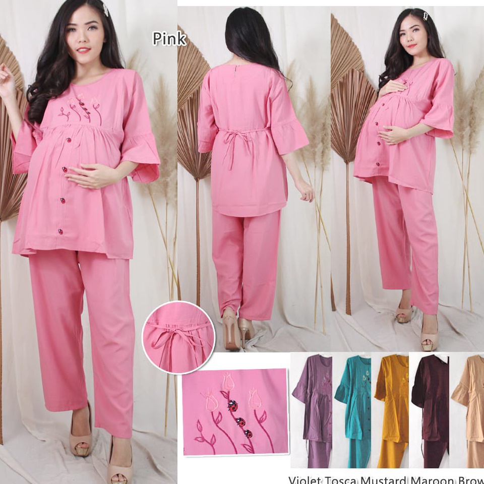 Modern Baju Ibu Hamil Stelan Jumbo Baju Tidur Ibu Hamil Baju Santai Para wanita Baju Bumil Kekinian