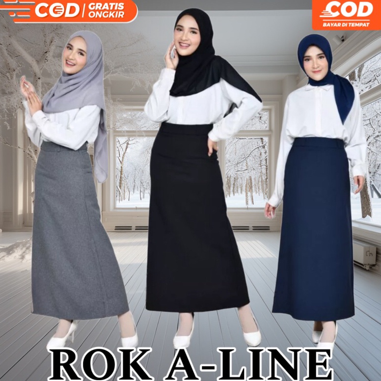 Terbagus ROK A LINE Rok formal rok ospek Rok magang Rok kerja Rok hitam panjang model A line Rok bah