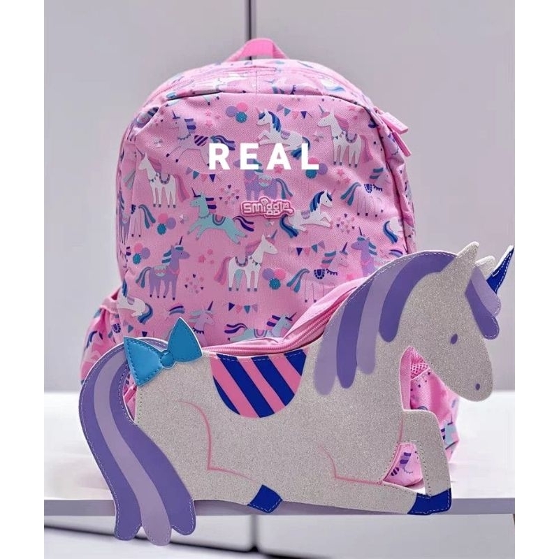 Smiggle Glide Junior Hoodie Backpack Unicorn - Tas Sekolah / Ransel Anak Unicorn Pink Grade Premium