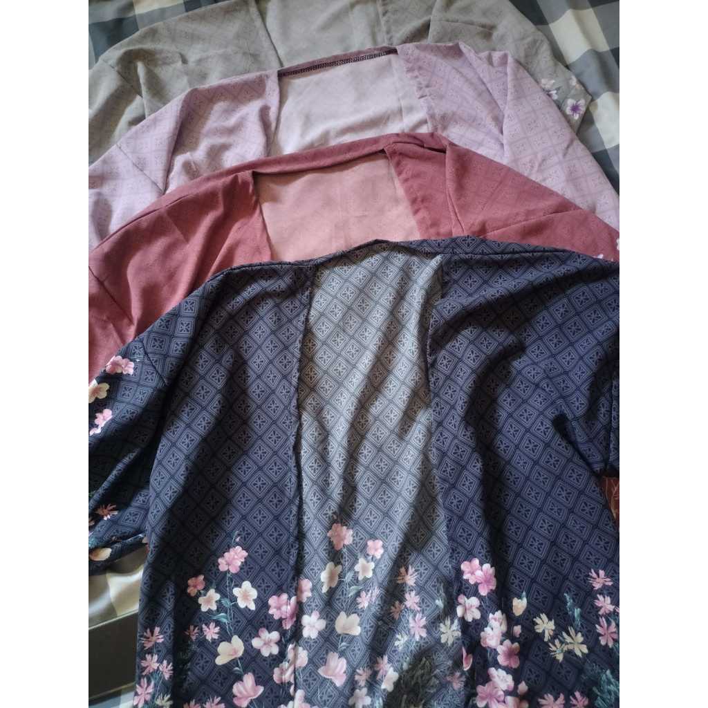 Cardigan Outer Motif Bunga Termurah Jumbo Bahan Rayon