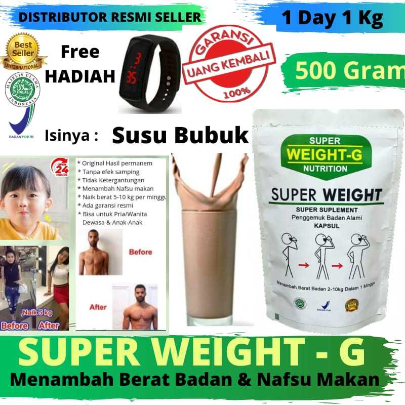 

Susu SUPER WEIGHT GAIN - OBAT GEMUK PENGGEMUK BADAN TERBUKTI MENAMBAH BERAT BADAN dan Nafsu makan