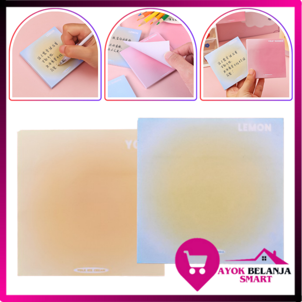 

ABS Sticky Notes Gradasi Lucu Polos 50 Lembar Memo Tempel Gradasi Warna-Warni 50Lembar Tempelan Kertas Catatan Memo Bookmark Notepad Alat Tulis Kantor Sekolah