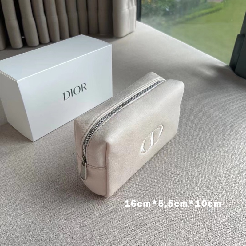 Make Up Pouch Dior Square Pink Nylon / Pouch Kosmetik / Include box 16*5.5*10cm / Makeup Pouch Aesth