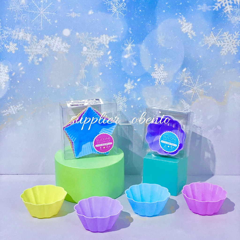 [Daiso] Silicone Side Dish Cup Silicone Cup Bento Star SIlicone Flower Cup - Wadah Silikon Bento Tem