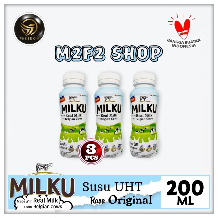 

Susu MILKU Original Premium Belgian Cow UHT Botol Pet - 200 ml (Kemasan 3 Pcs)