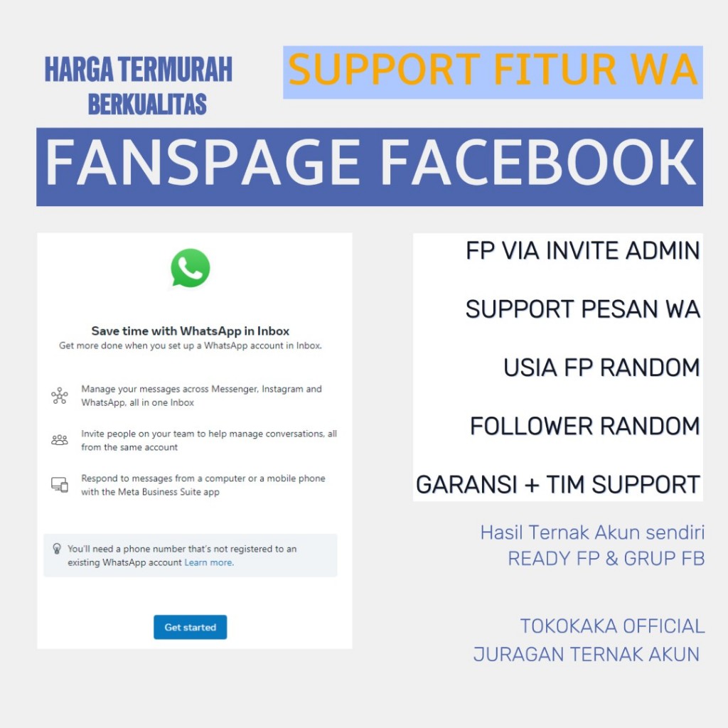 FANSPAGE / HALAMAN FACEBOOK FITUR WA (FP Untuk ADS, Blast) (Sudah ada Fitur Inbox WHATSAPP) => HASIL