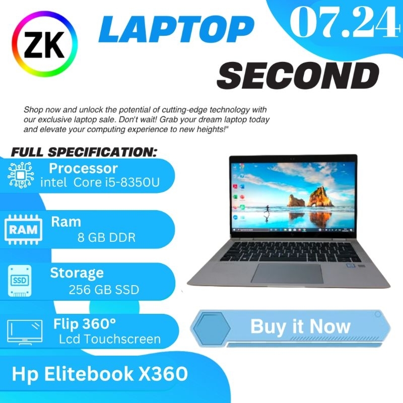 Laptop Second Hp Elitebook  Flip 360°+Touchscreen