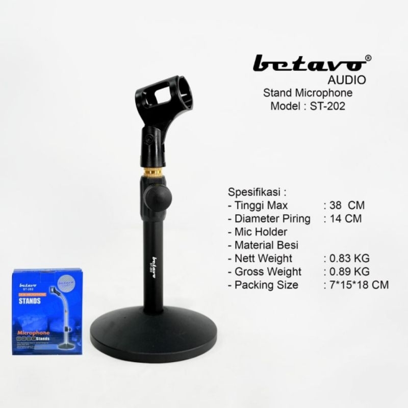 STAND MIC MEJA FULL BESI /STAND MIC BETAVO ST-202 FULL BESI TOP