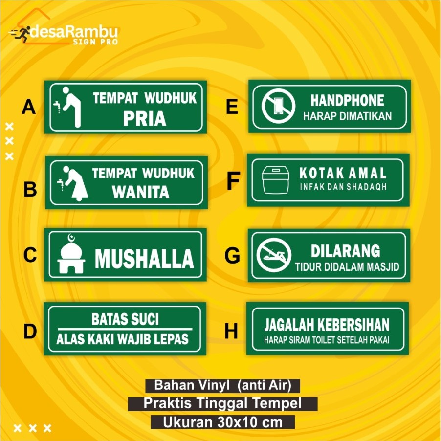 

Cetak Stiker Akrilik Rambu Informasi Ukuran 30 cm x 10 Untuk Rumah Ibadah Mushala Masjid Sign Tempat Wuduk Batas Suci
