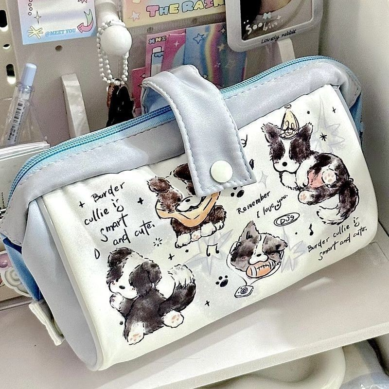 

Japanese Cute Puppy Junior High School Student Stationery/Canvas Storage Bag Pencil Case Stationery Box