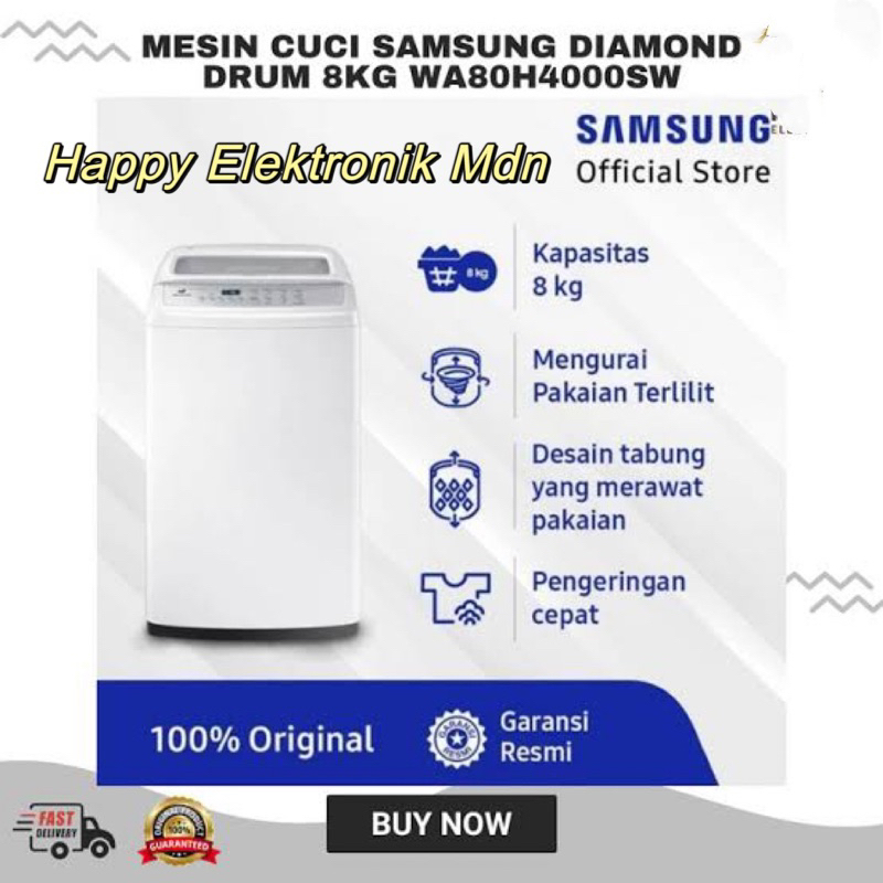 SAMSUNG MESIN CUCI SAMSUNG DIAMOND DRUM SAMSUNG MESIN CUCI 8KG SAMSUNG WA80H4000SW SAMSUNG MESIN CUC