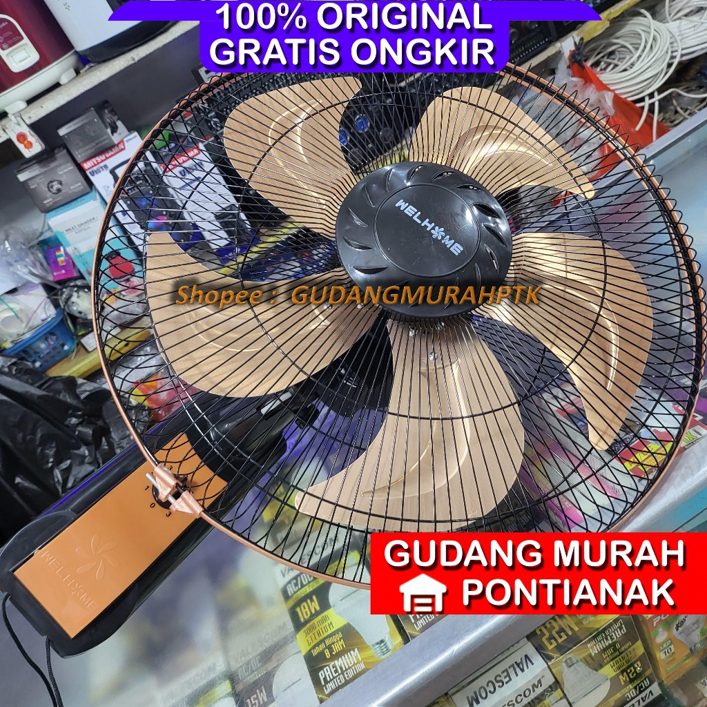 Kipas Angin Besi Turbo Tornado wallfan Welhome WH 1866 Dinding Wall Fan 18" inch 5 Baling-besi