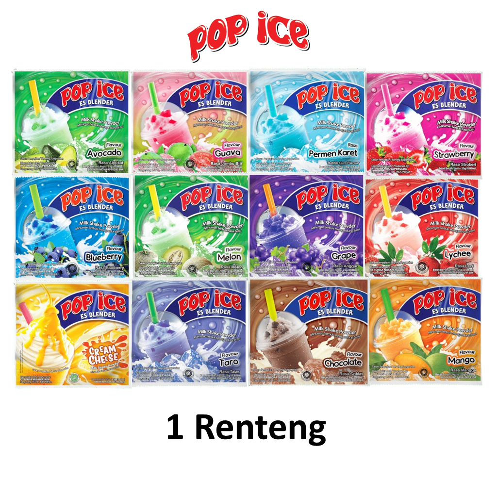 

Pop ice Aneka Varian Rasa 1 renteng isi 10 sachet (Harga per 1 renteng)