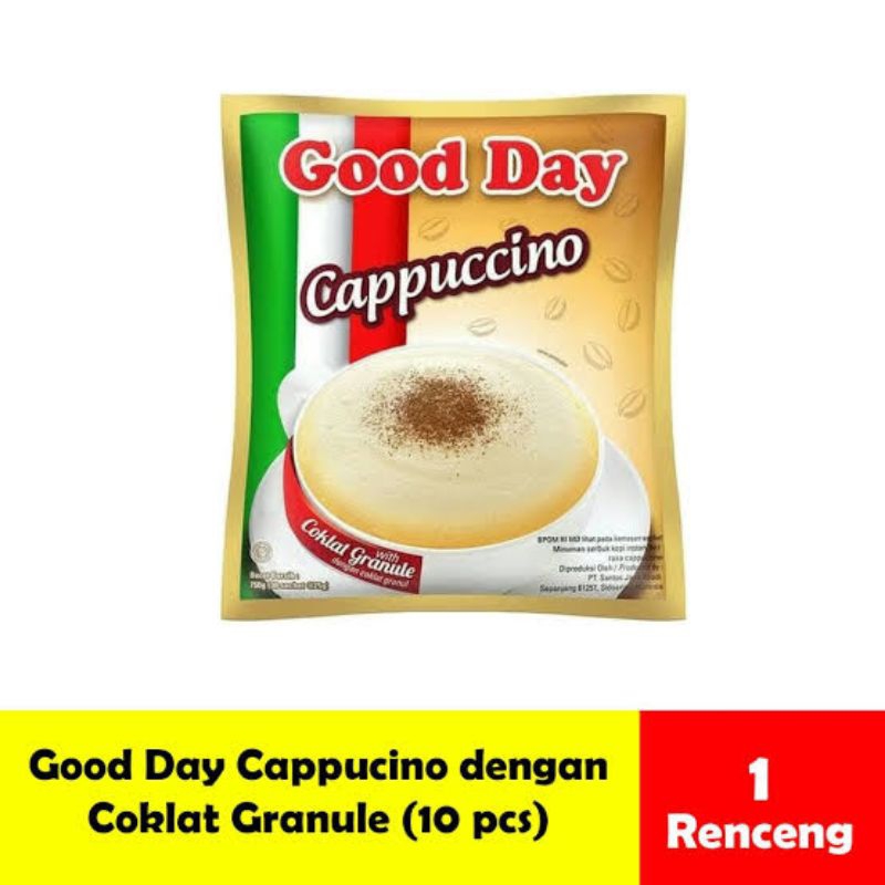 

Kopi Sachet Serbuk Good Day Cappuccino 1 Renceng Gantung 10 Pcs Kopi Instant
