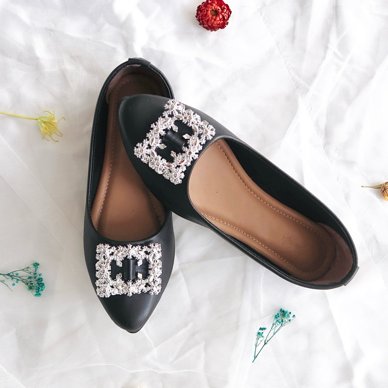 Jessly - BERLIANA FLATSHOES Hitam Empuk Size 36-43 | Sepatu Kerja Wanita Sepatu Pantofel Sepatu Kuli