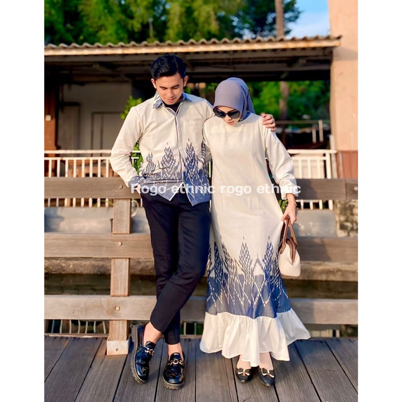 BAJU TENUN COUPLE - COUPLE GAMIS KARINA SERIES CEMARA - BAJU MUSLIM COUPLE LEBARAN - COUPLE PASANGAN