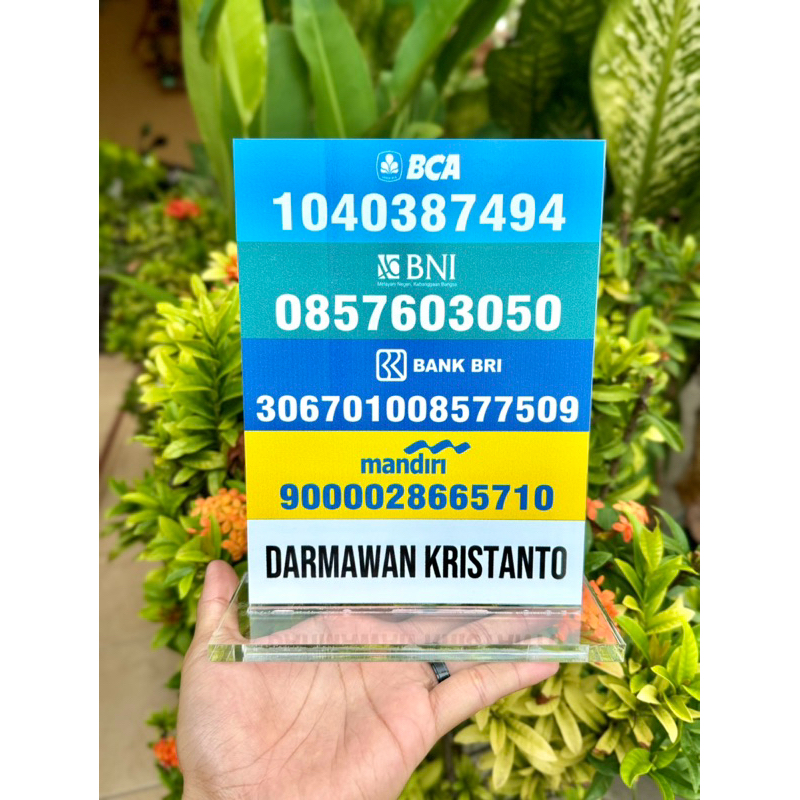 

BISA CUSTOM REKENING BANK PAPAN MEJA AKRILIK 15x20