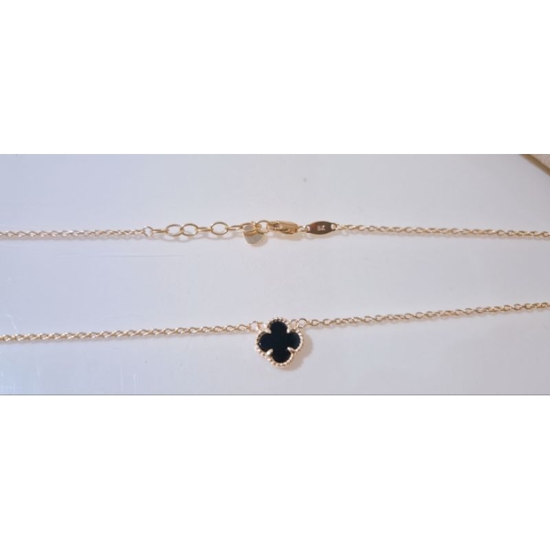 Kalung clover hitam emas kadar 375/8k (2.29gr panjang max 41cm ext 3cm)