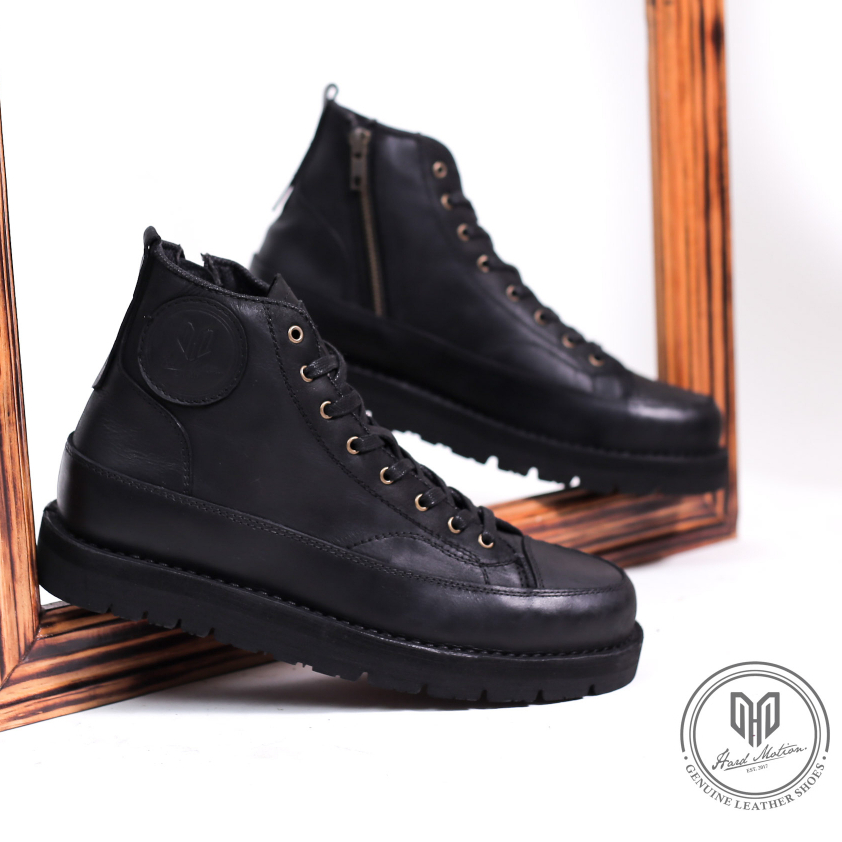 Sepatu Boots Resleting Pria Kulit Asli Hard Motion Zipup ziper Sepatu Boots Kerja Kasual Pria Kulit 