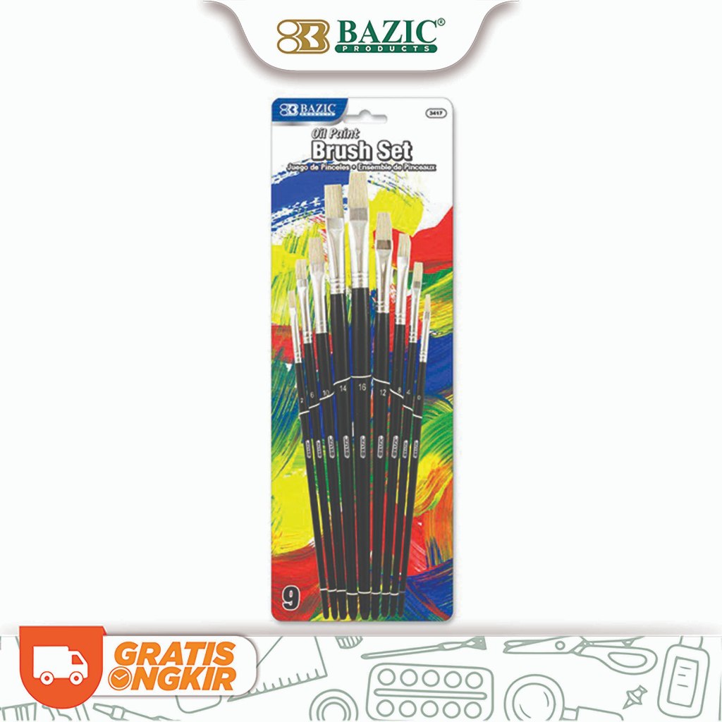 

Bazic Oil Painting Brush Set 9 Natural Hair - Kuas Lukis
