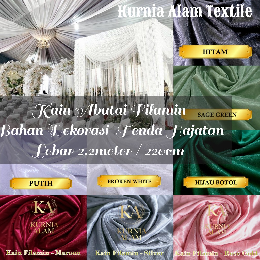 Kain Abutai Filamin Dekorasi Backdrop PER BALL Kain Bahan Tenda Background Pelaminan Pernikahan Leba