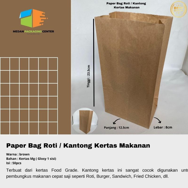 

Paper Bag Sos M/Kantong kertas/Kantong roti/Kertas fried chiken/ Kantong snack /Penyimpanan makanan