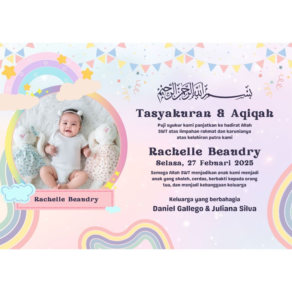 KARTU AQIQAH / KARTU TASYAKURAN AQIQAH / KARTU UCAPAN TASYAKURAN / KARTU KEMBANG TELUR