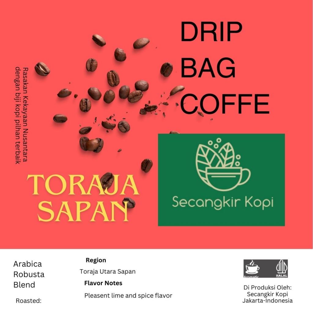 

Drip bag coffe Kopi Arabika Toraja Sapan