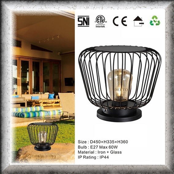 lampu hias pilar taman pagar rangka besi outdoor waterproof garden vintage retro industrial minimali