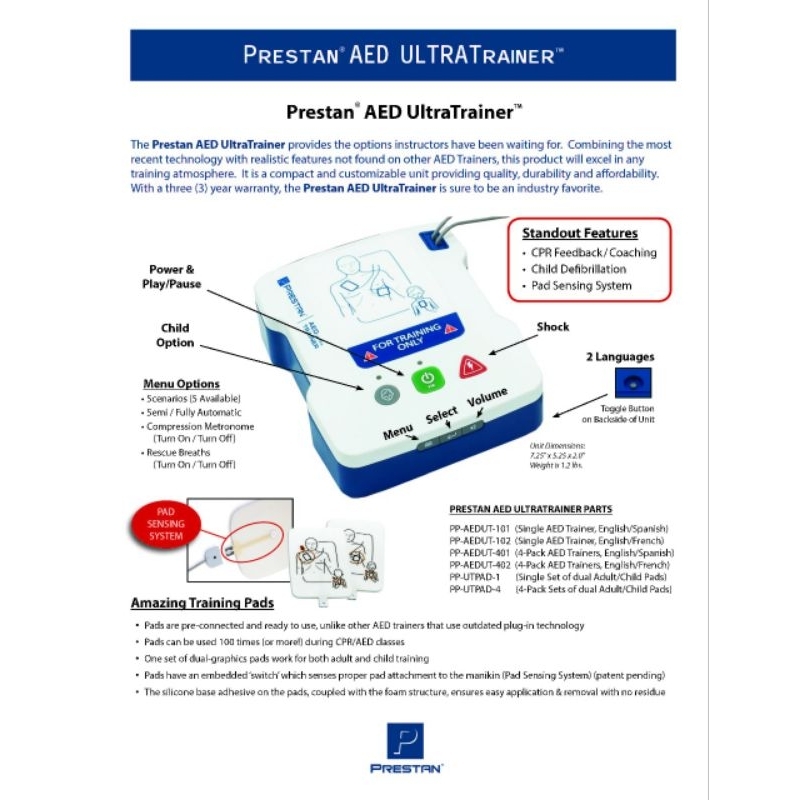 AED TRAINER PRESTAN ultra / AED TRAINING / AED PRESATAN Ultra USA ORI