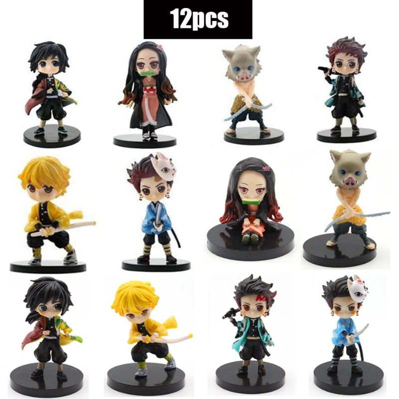Action Figure Demon Slayer Kimetsu No Yaiba Kamado Tanjiro Nezuko Inosuke Zenitsu Giyu Muzan Chibi