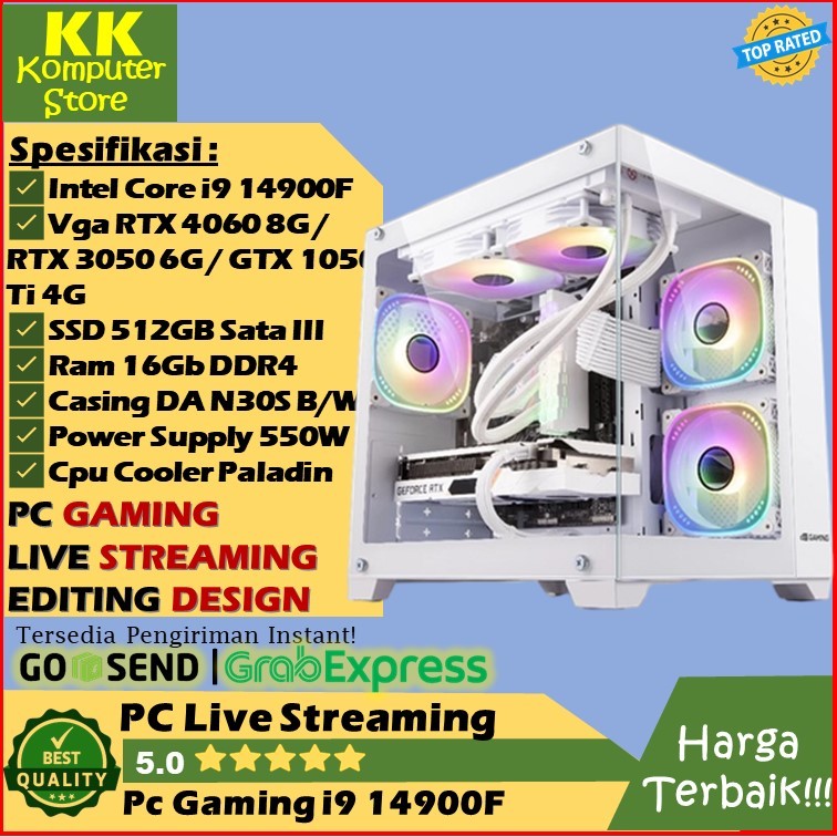Pc Live Streaming Pc Gaming Intel COre i9 14900 [ Pc Design Pc Editing i9 14900F Feat Vga 8Gb ]