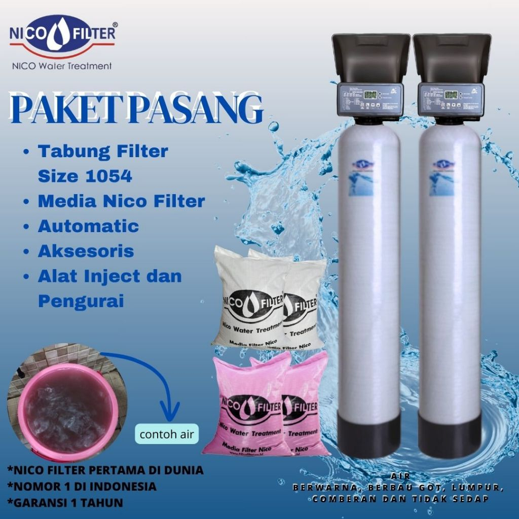 Nico Filter | Filter Air Sumur & Pam | Automatic Backwash | Media Natural | Media Anti Bau