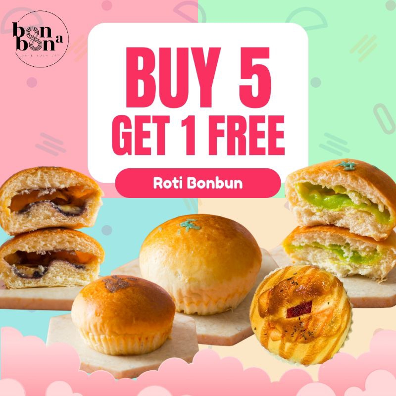 

Bonabon Roti bonbun/isian selai/daging