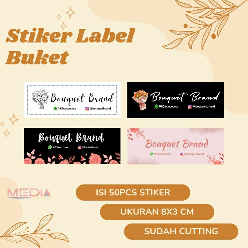 

Stiker Buket Label Sticker Bouquet Bunga Bisa Custom Desain