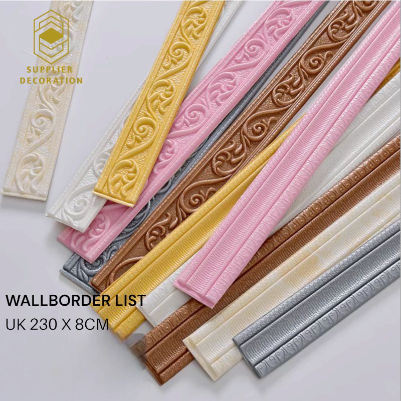 LIST 230cm x 8cm / Wallpaper List Border Foam Stiker list profil border foam  3D Wall Border List