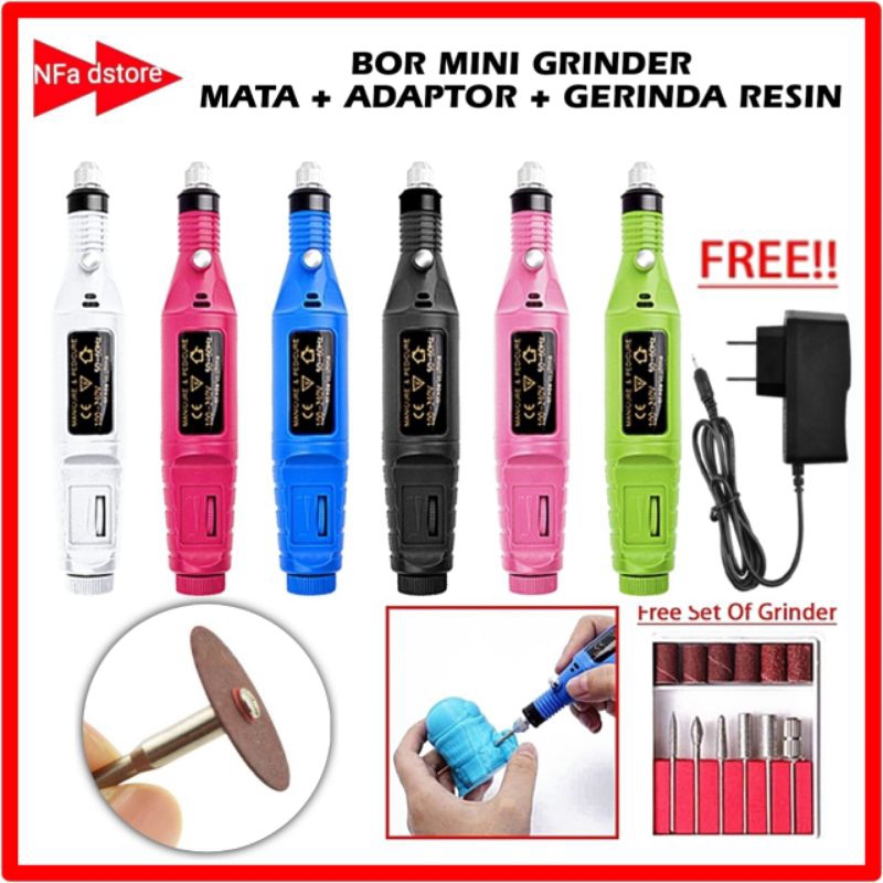 Mesin Mini Grinder Gravir Bor Potong Ukir Dilengkapi As Batang Dan Mata Gerinda Potong Mini